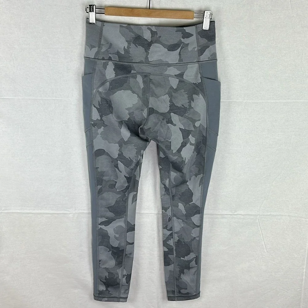 Athleta All In 7/8‎ Camo Tight Women Small Gray Yoga Leggings Pocket Wicking